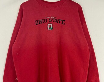 Vintage 90er Jahre Ohio State Rundhalskragen in Faded Red