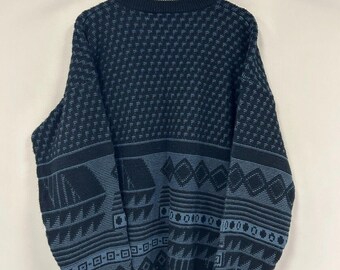 Pull en maille bleu impact vintage et noir