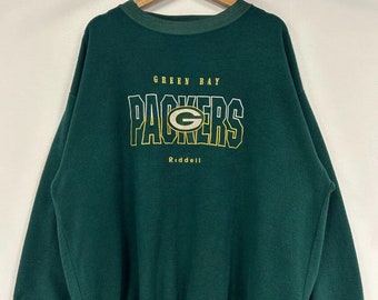 Vintage 90er Jahre Green Bay Packers Green Riddell Fleece Crewneck