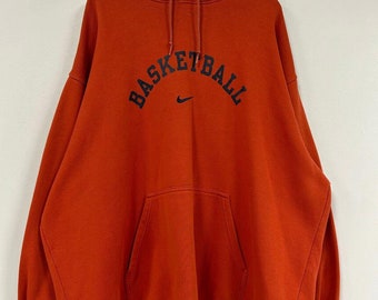 Sweat à capuche vintage Nike Basketball orange et bleu marine