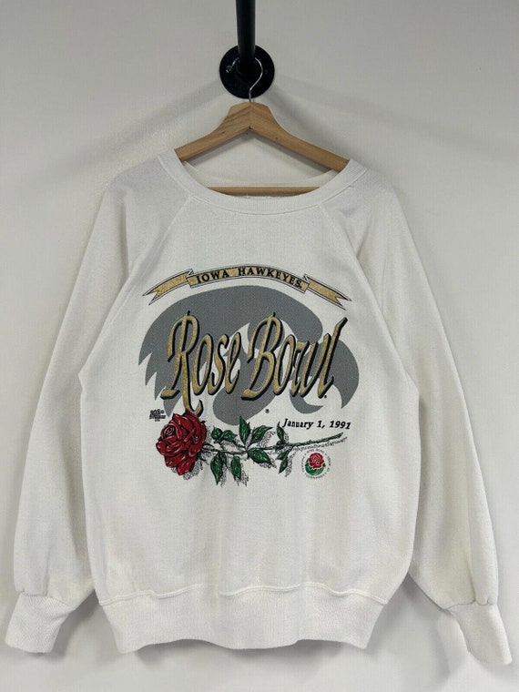 Vintage 1991 Iowa Hawkeyes Rose Bowl White Crewnec