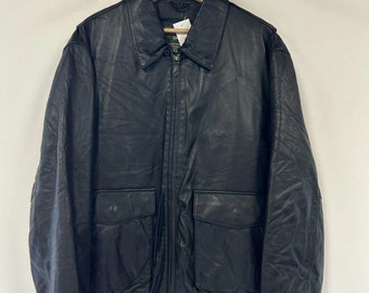 Vintage Eddie Bauer Black Leather Bomber Jacket