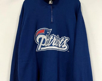 vintage Starter New England Patriots pull bleu quart zippé