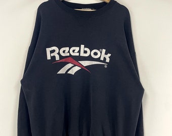 Vintage 90er Jahre Reebok Schwarz Rundhalsausschnitt