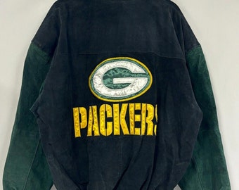 Giubbotto bomber in pelle scamosciata vintage Green Bay Packers