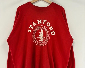Pull ras du cou rouge vintage Stanford University des années 80