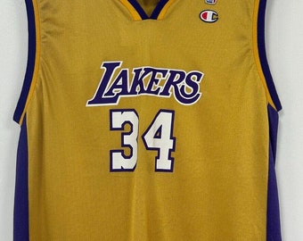 Vintage 90's Shaq Lakers Yellow Champion Jersey