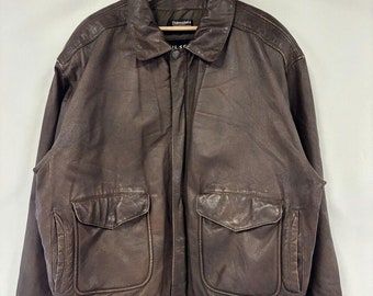 Blouson aviateur Wilsons en cuir marron vintage des années 90