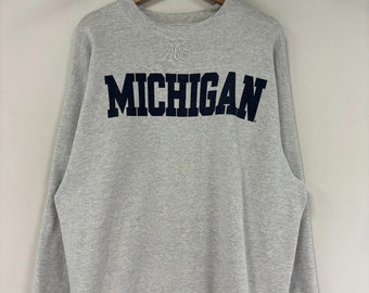 Pull ras du cou vintage des années 90, Michigan Spellout Grey