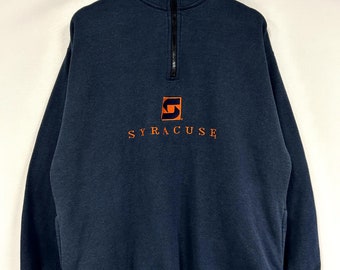 pull bleu marine à glissière sur un quart Syracuse vintage