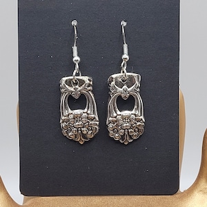 Spoon End Earrings Flower Embossing Sliver