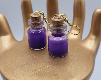 Hypoallergenic Fairy Purple Potion DnD Earrings