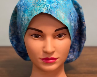Blue Floral with Gold Accents - Floral Scrub Hat