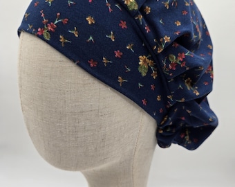 Floral Scrub Hat: Soft Stretch Knit, Elastic Back