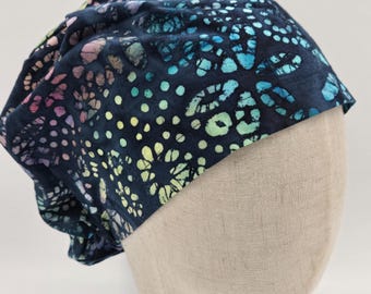 Navy Blue Batik Scrub Hat