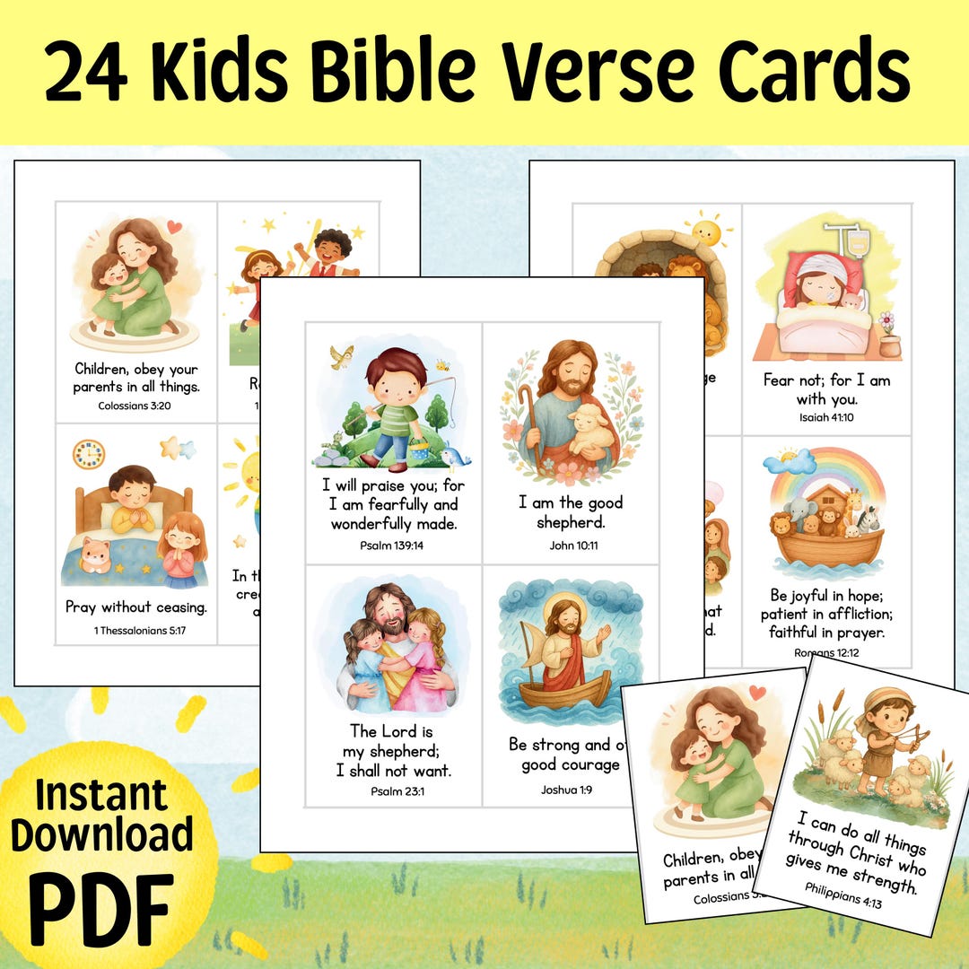 Scripture Cards for Kids | Printable Bible Verse Memory Cards ...
