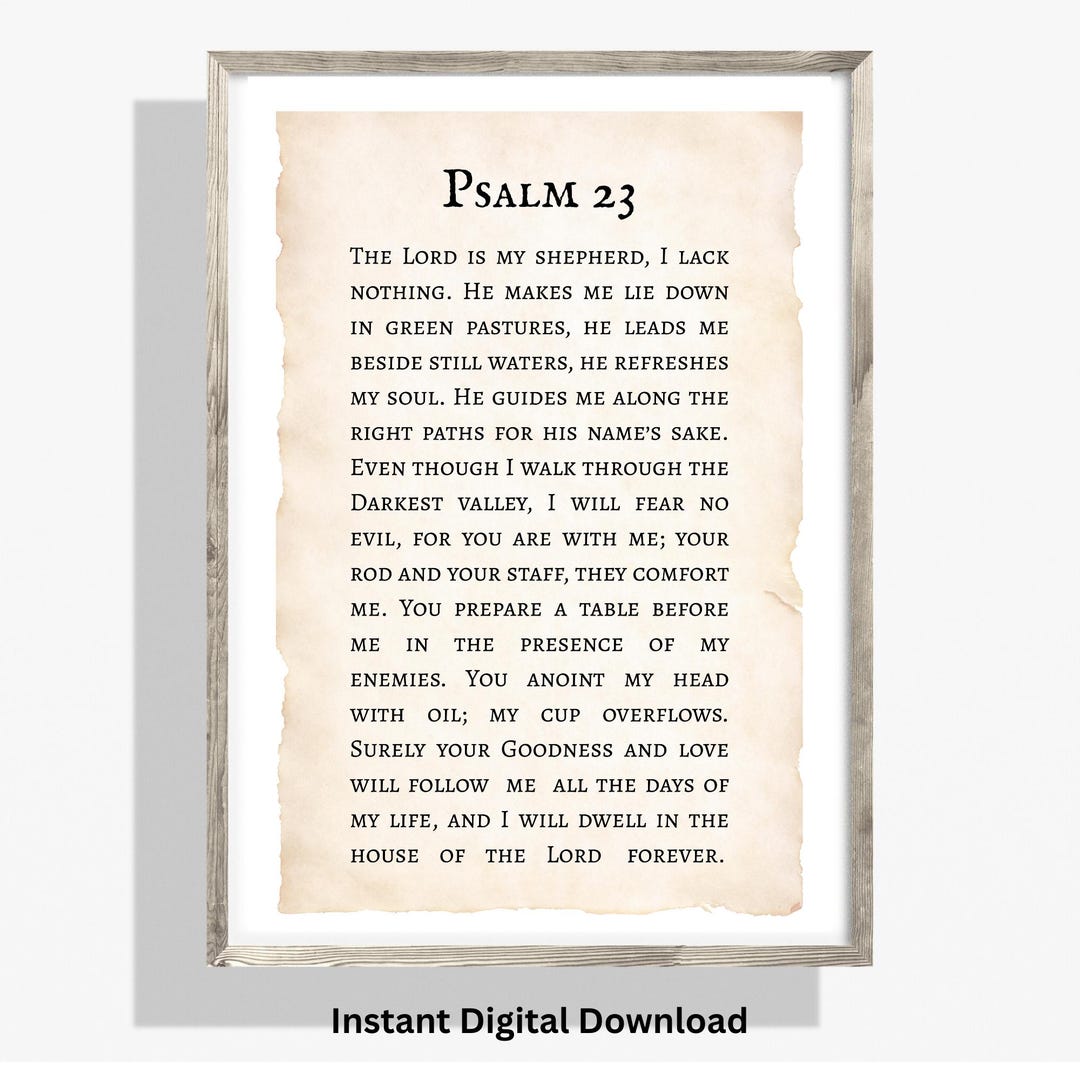 Psalm 23 Scripture Print: Christian Bible Verse Art the Lord is My ...
