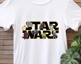 Star Wars-karaktärer Grafisk T-shirt, bomullsskjorta i vintagestil