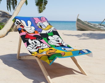Toalla de playa con personajes de Disney, toalla de playa de Mickey y Minnie, toalla divertida para el verano, toalla de piscina y playa de Disney