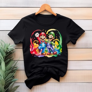 Super Mario Characters Shirt, Mario, Luigi, Yoshi, Colorful Gamer T-Shirt, Nintendo Fan, The Super Mario Bros Movie, Mario Trip Shirt, Gift