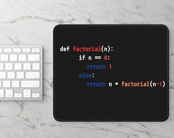 Factorial Calculation Mouse Pad,  Programmer Gift, Coding Pad, Programming Gift, Coder Pad, Programming Mouse Pad, Web Developer Mouse  Pad