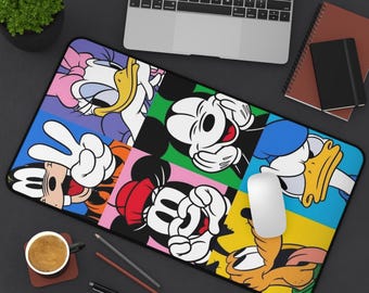 Desk Mat, Popular Disney Characters Mousepad, Mickey, Minnie, Donald Duck, Goofy, Pluto, Desk Accessory, Office Decor