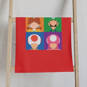 Toalla de mano con personajes de Super Mario, toalla de cocina colorida, regalo para gamers, toalla de dibujos animados, decoración de videojuegos, accesorio divertido para el hogar, regalo para niños