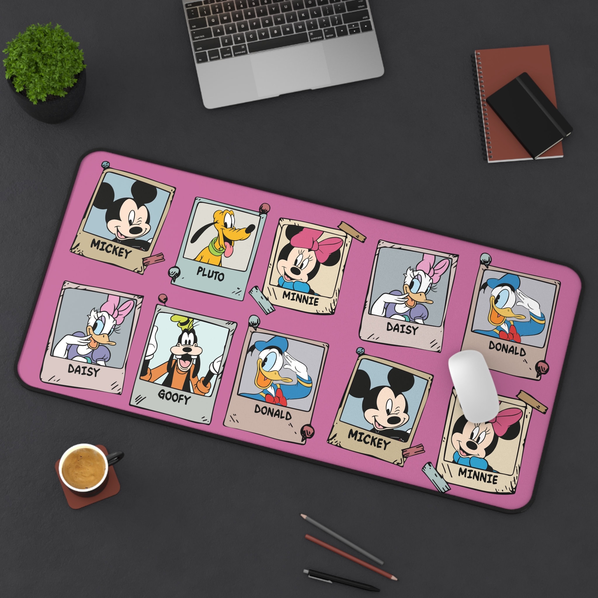 Vintage Mickey And Friends Desk Mat, Mickey Mouse Desk Mat, Mickey And Minnie Desk Mat, Mickey And Donald, Pluto, Goofy, Daisy Desk Mat