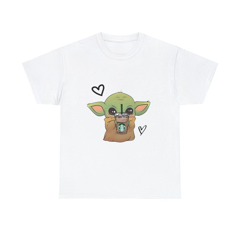 Camisa Baby Yoda, café, camisa de café Baby Yoda, camisa de Star Wars, Starbuck, regalo de amante del café, café Baby Yoda, camiseta de algodón pesado unisex White