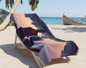 マイルズ・モラレス ビーチタオル、スーパーヒーロー ポリエステルコットン混紡