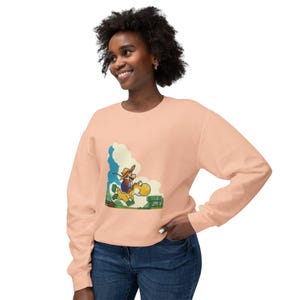 Super Mario Themed Lightweight Crewneck Sweatshirt, Retro Gamer Gift, Unisex Sweater for Kids & Adults, Cartoon Character Apparel