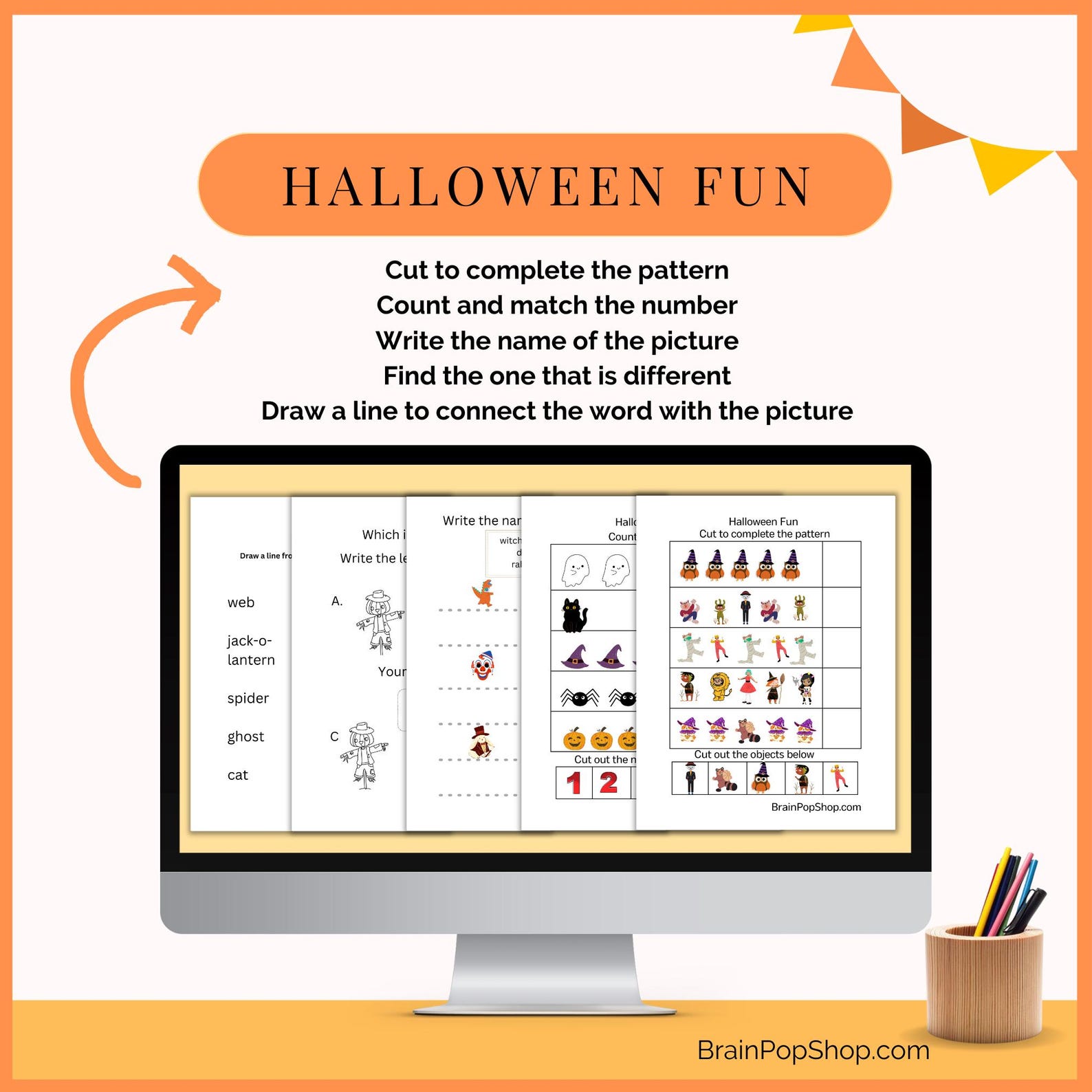 Halloween Activity Pack for Kids – Printable Learning Games (PDF) - Etsy