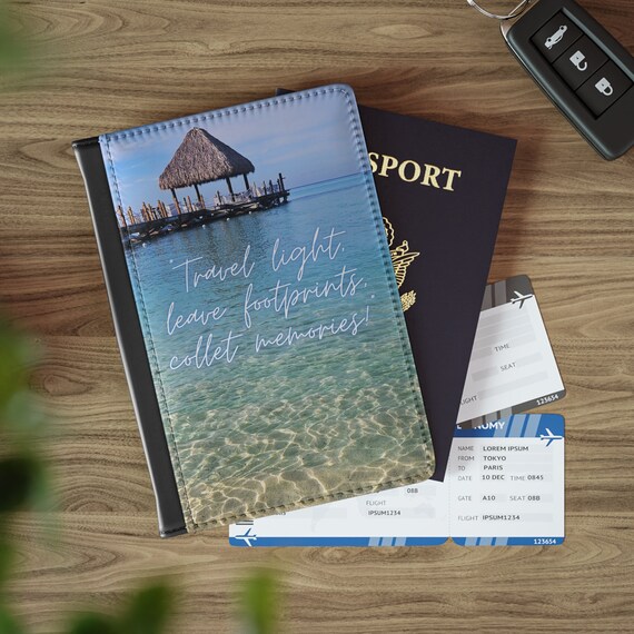 Porta Passaporto In Pelle Con Etichetta Bagagli | Protezione RFID | Scomparti Per Carte E Documenti | Idea Regalo Viaggi