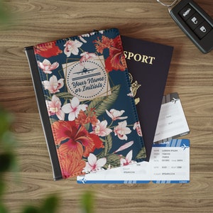 Capa personalizada para passaporte com bloqueio de RFID | Couro Vegano | Proteção elegante para viajantes | Bonito | Carteira | Presente | Mundo | Suporte