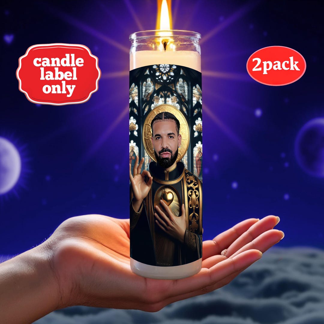 Drake Celebrity Prayer Candle Saint LABELS ONLY 2pack Fan Stickers