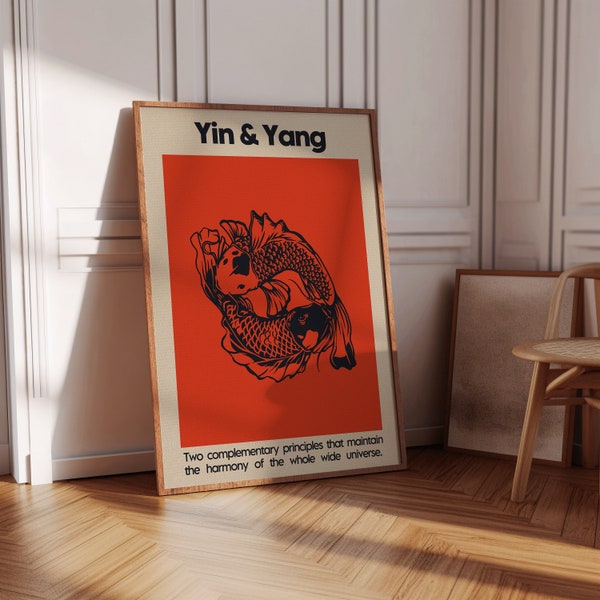 Art mural IMPRIMABLE, Affiche Yin et Yang, Art mural Yin et Yang, Affiche Ying Yang, Noir et Blanc, Boho | Art numérique téléchargeable | PS-1114
