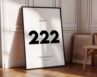 PRINTABLE Wall Art, Angel Number Poster 222, Angel Number Wall Art, Energy Wall Art, Spiritual Poster, Downloadable Digital Art | PS-1097