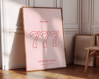 PRINTABLE Wall Art, Angel Number Poster 777, Angel Number Wall Art, Energy Wall Art, Spiritual Poster, Downloadable Digital Art | PS-1102