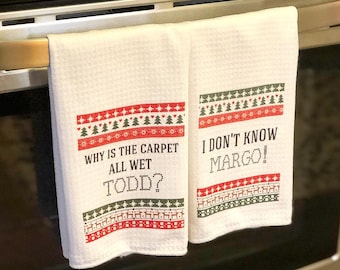 Todd and Margo Gift Set Funny Christmas Vacation Towel Set White Elephant Christmas Gift Towel Gift Set Clark Griswold Movie Gift