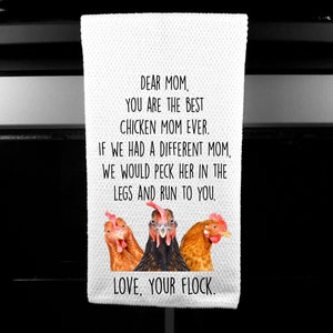 Funny Chicken Mom Kitchen Towel: Absorbent Waffle Weave Hand Towel