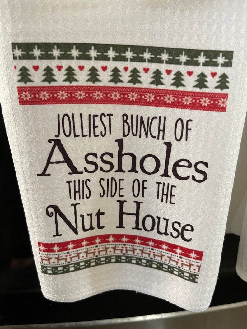 Funny Christmas Vacation Hand Towel Set: White Elephant Gift Jolliest
