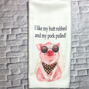 Funny Pig BBQ Towel Pulled Pork Butt Rubbed Barbecue Lover Gift Kitchen Towel Pig Decor Popular Pig Gifts