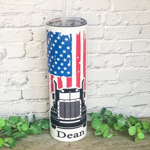 Gobelet camionneur personnalisé : gobelet en acier inoxydable drapeau américain