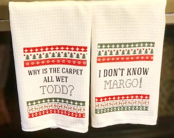 Funny Christmas Vacation Towel Set Todd and Margo White Elephant Christmas Gift Towel Gift Set Clark Griswold