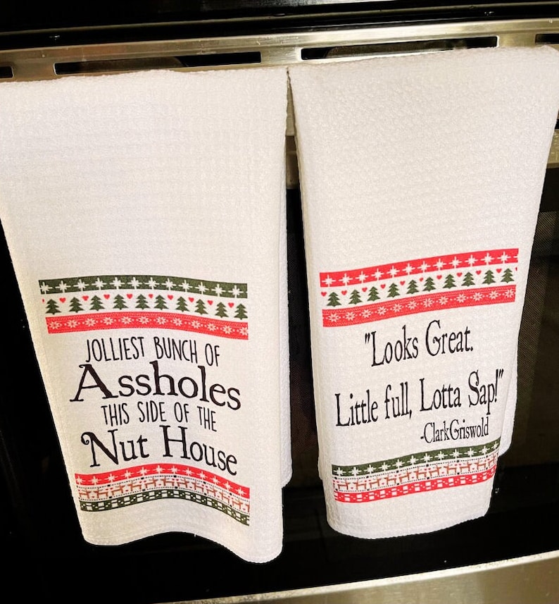 Funny Christmas Vacation Hand Towel Set: White Elephant Gift image 1
