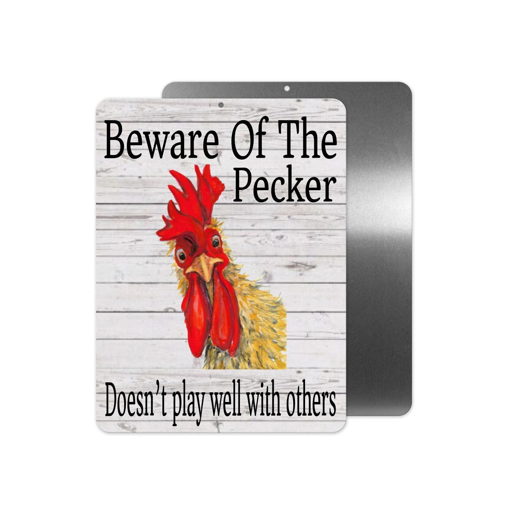 Beware of Chicken Funny Chicken Coop Metal Signs Chicken Coop Etsy