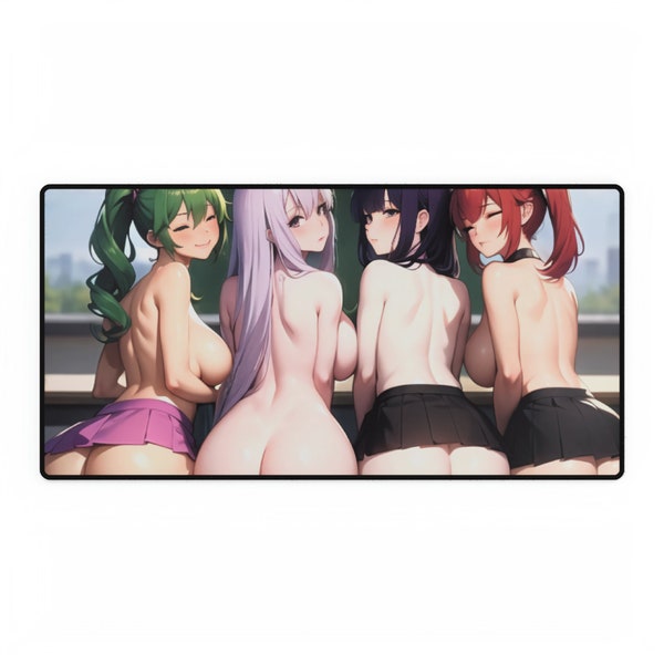 Cute Waifus in Skirts Forgot to Wear Underwear - Desk Mats