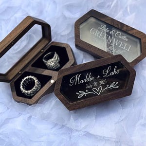 Wedding Ring Box Ring Bearer Engraved, Personalized Wooden Wedding Ring Box, Custom Engraved Engagement Proposal Holder, Bridal Gift For Her