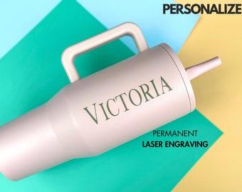 Hydrojug Name Engraved Laser Engraved Cup Tumbler Custom Laser Engraved Water Bottle 30 oz. and 40 oz. Quencher Name Personalized Hydrojug