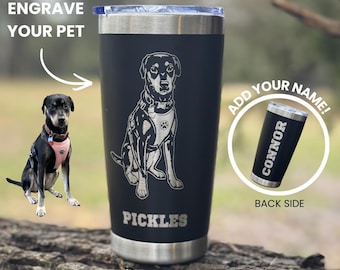 Custom Dog Dad Coffee Tumbler 20 oz Fathers Day Gifts,Personalized Tumbler Pet Portrait Engraved,Custom Dog Photo Cup,Dog Mom Gift Pet Lover